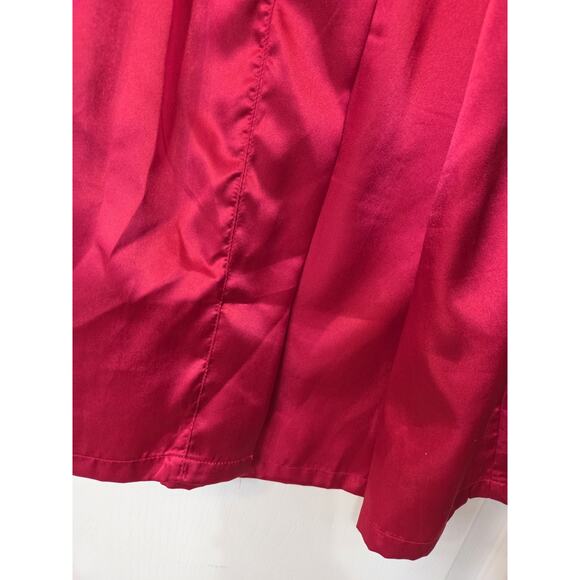 Fredericks of Hollywood Red Satin Lace Sleeves Full Length Robe, Size Medium - Picture 9 of 15